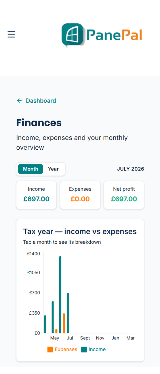 Finances in the PanePal app